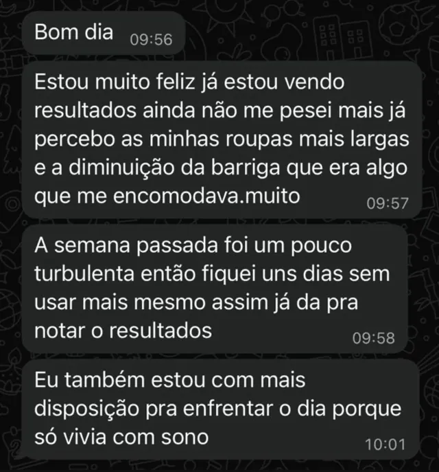 Feedback WhatsApp: barriga menor e roupas mais largas com Kit Derrete